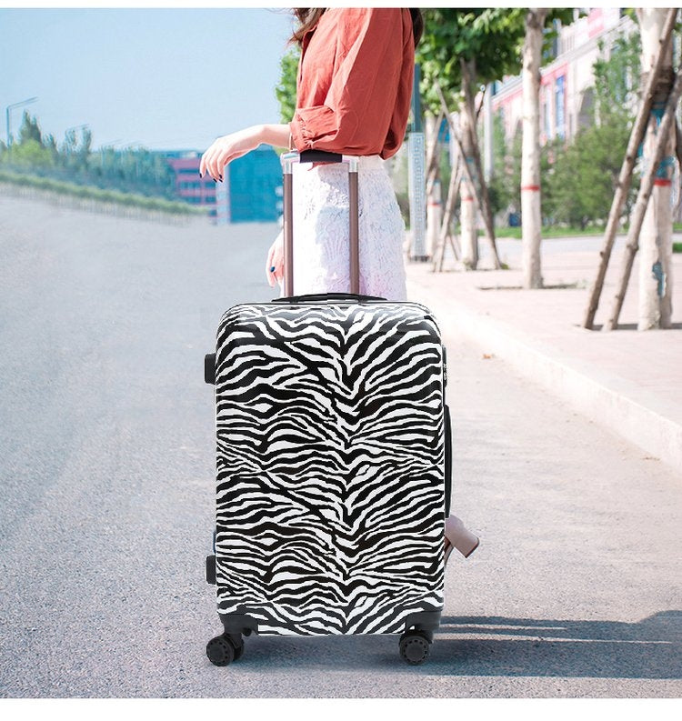 24 inch Leopard Pattern Female Pull-rod Case Universal Wheel PC Travel Suitcase