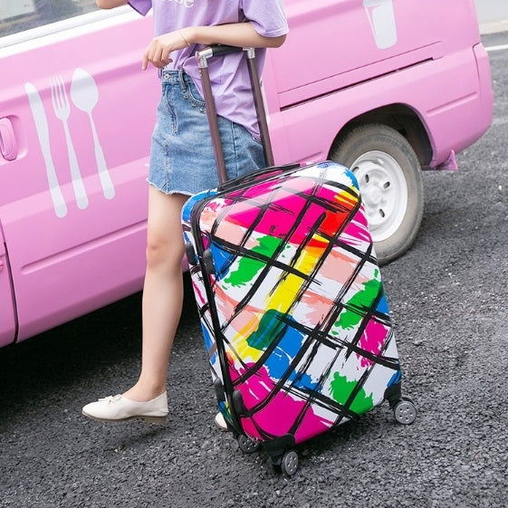 20 inch Colorful Rainbow Suitcase Female Pull-rod Case Universal Wheel PC Travel Suitcase