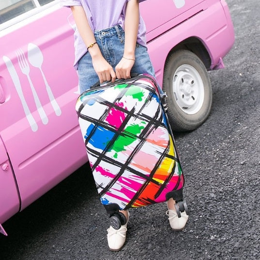 20 inch Colorful Rainbow Suitcase Female Pull-rod Case Universal Wheel PC Travel Suitcase