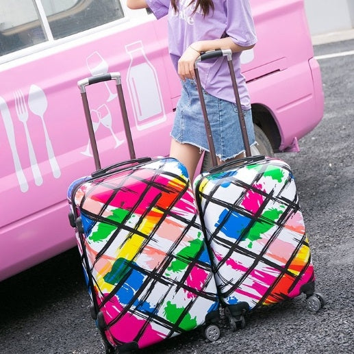 20 inch Colorful Rainbow Suitcase Female Pull-rod Case Universal Wheel PC Travel Suitcase