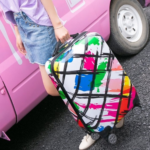 20 inch Colorful Rainbow Suitcase Female Pull-rod Case Universal Wheel PC Travel Suitcase