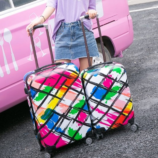 24 inch Colorful Rainbow Suitcase Female Pull-rod Case Universal Wheel PC Travel Suitcase