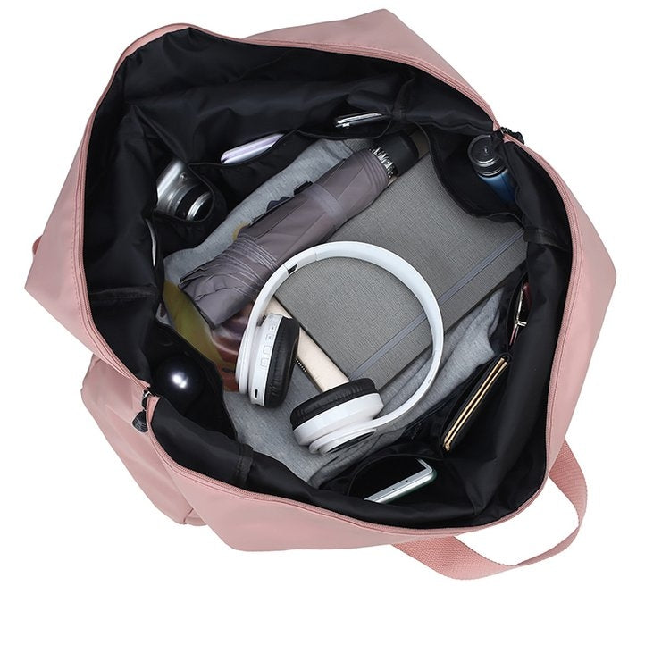 Leisure Oxford Cloth Shoulder Travel Bag Sport Handbag (Pink)