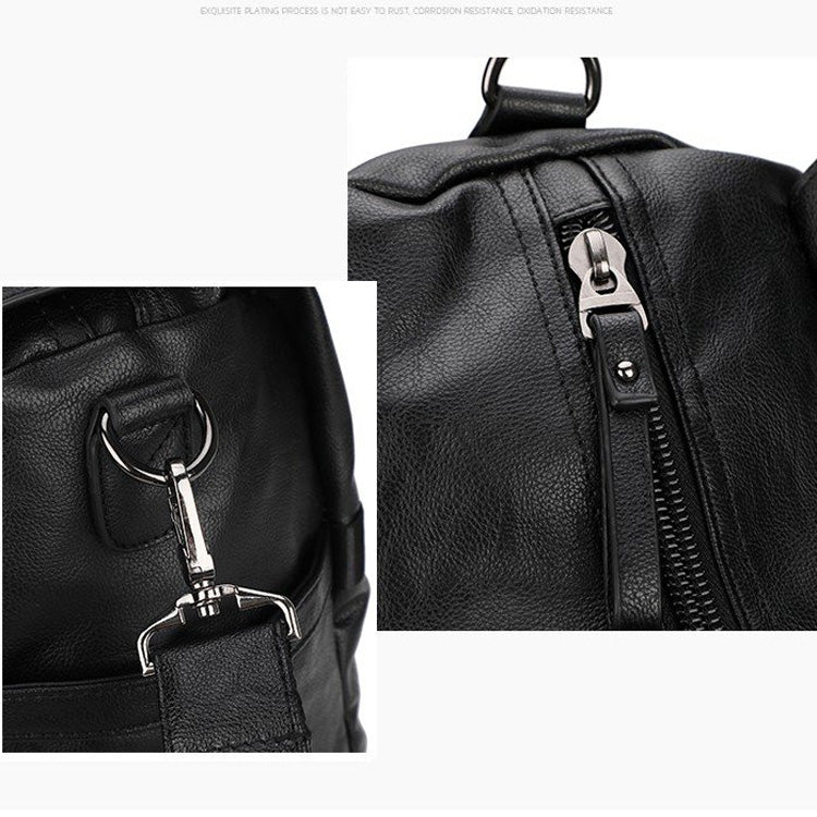 PU Leather Shoulder Travel Bag Sport Leisure Handbag (Black)