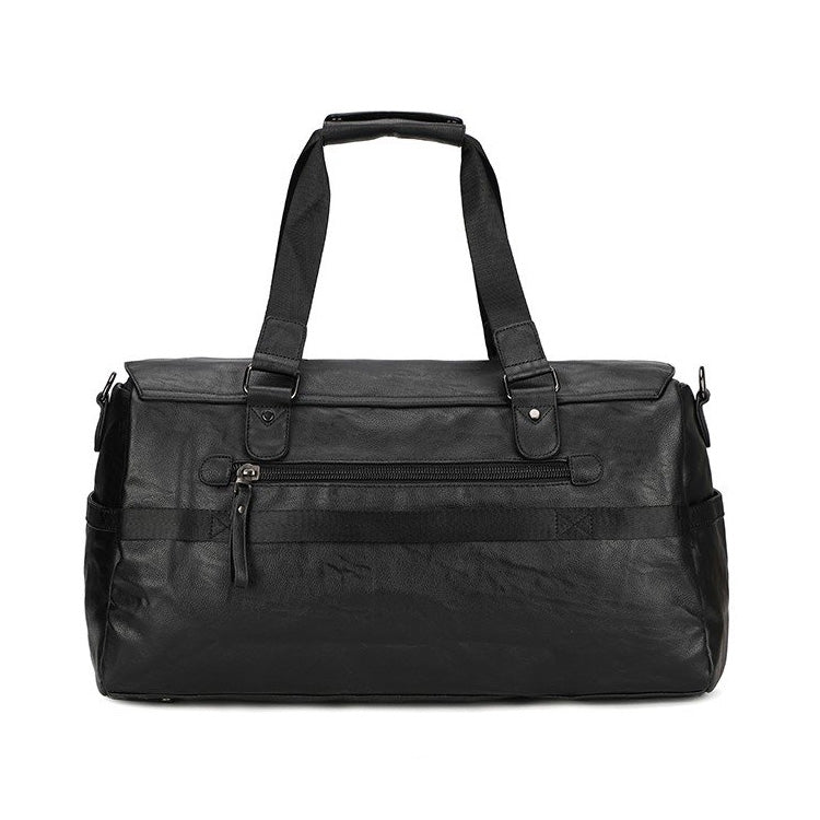 PU Leather Shoulder Travel Bag Sport Leisure Handbag (Black)