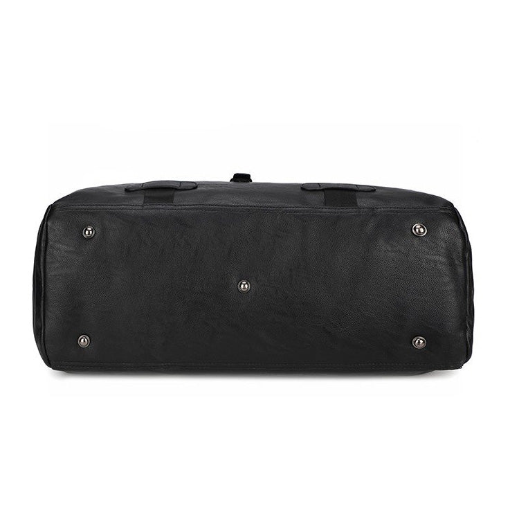 PU Leather Shoulder Travel Bag Sport Leisure Handbag (Black)