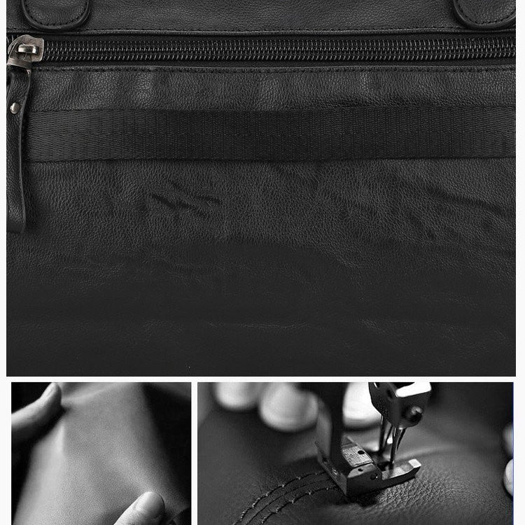 PU Leather Shoulder Travel Bag Sport Leisure Handbag (Black)