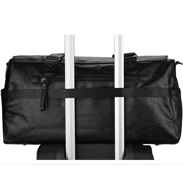 PU Leather Shoulder Travel Bag Sport Leisure Handbag (Black)