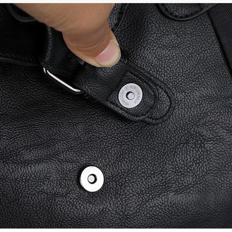 PU Leather Shoulder Travel Bag Sport Leisure Handbag (Black)