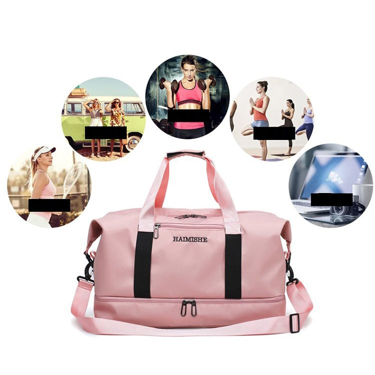 Dry and Wet Separating Shoulder Travel Bag Leisure Sport Handbag with Shoes Socket