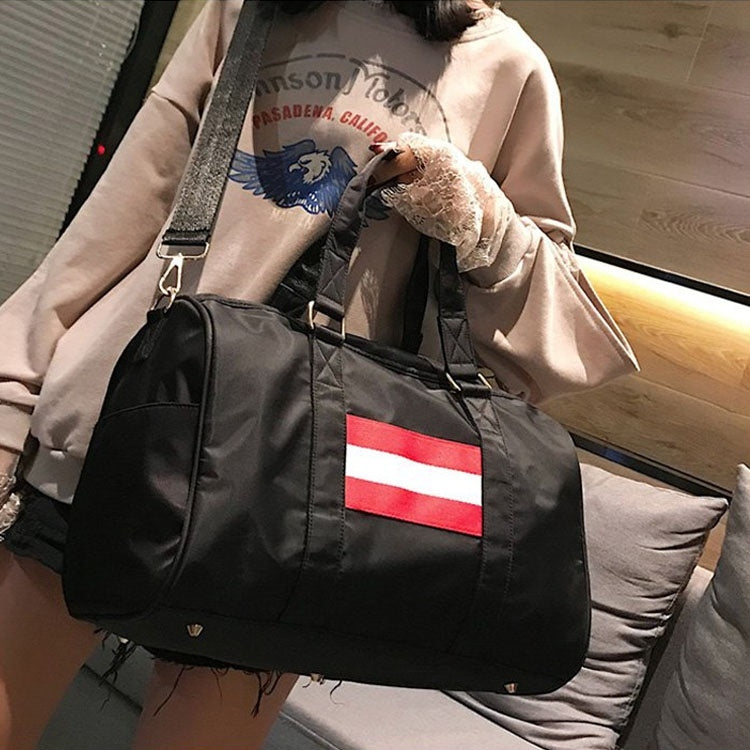 Nylon Shoulder Travel Bag Leisure Sport Handbag with Shoes Socket