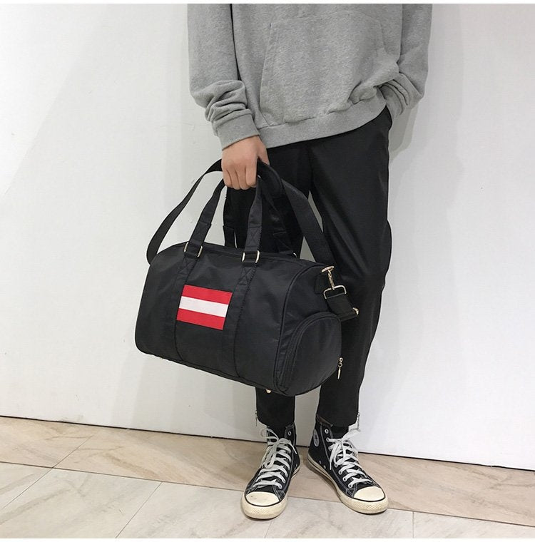 Nylon Shoulder Travel Bag Leisure Sport Handbag with Shoes Socket