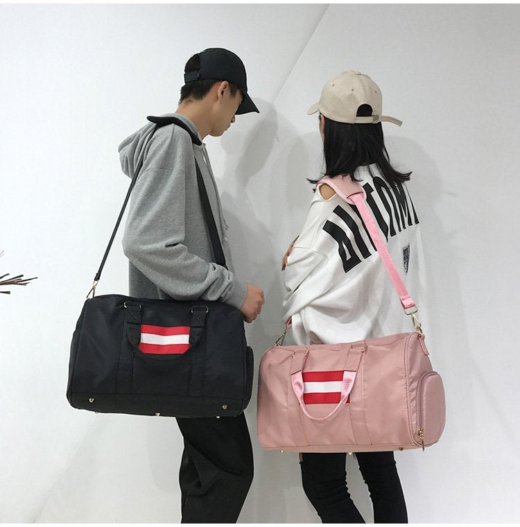 Nylon Shoulder Travel Bag Leisure Sport Handbag with Shoes Socket