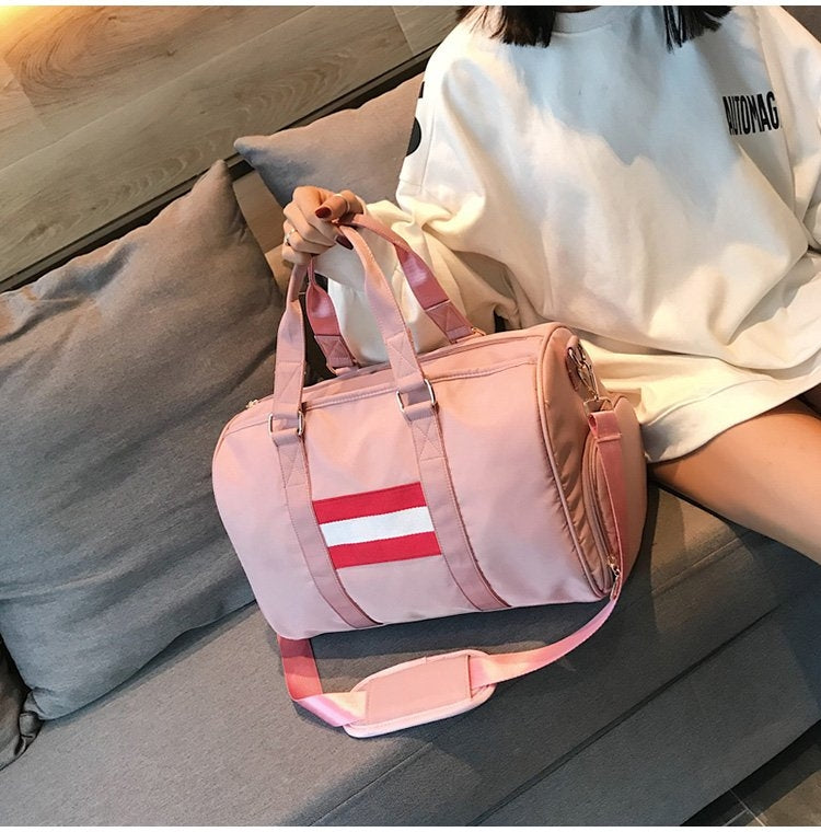 Nylon Shoulder Travel Bag Leisure Sport Handbag with Shoes Socket