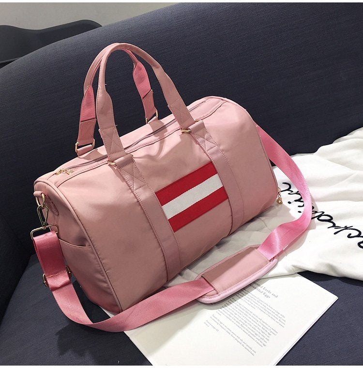 Nylon Shoulder Travel Bag Leisure Sport Handbag with Shoes Socket