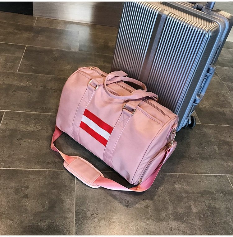 Nylon Shoulder Travel Bag Leisure Sport Handbag with Shoes Socket