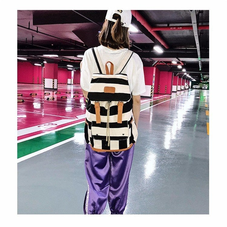 Canvas Waterproof School Backpack Casual Handbag Double Shoulder Bag