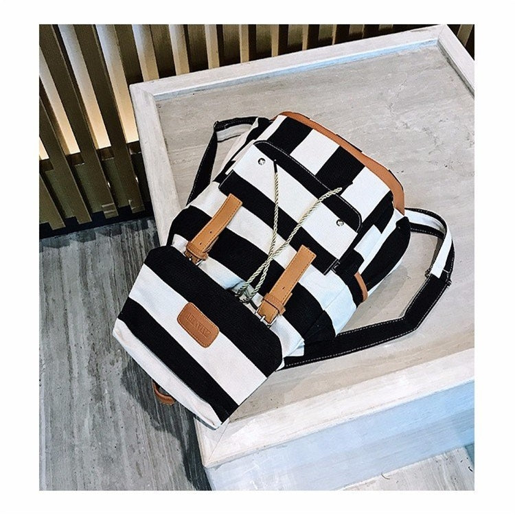 Canvas Waterproof School Backpack Casual Handbag Double Shoulder Bag