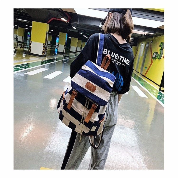 Canvas Waterproof School Backpack Casual Handbag Double Shoulder Bag