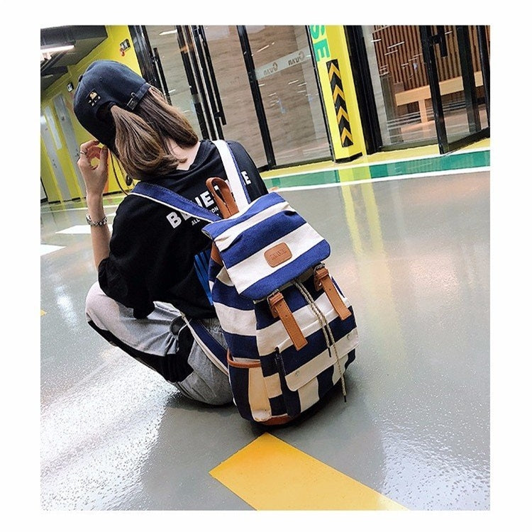 Canvas Waterproof School Backpack Casual Handbag Double Shoulder Bag