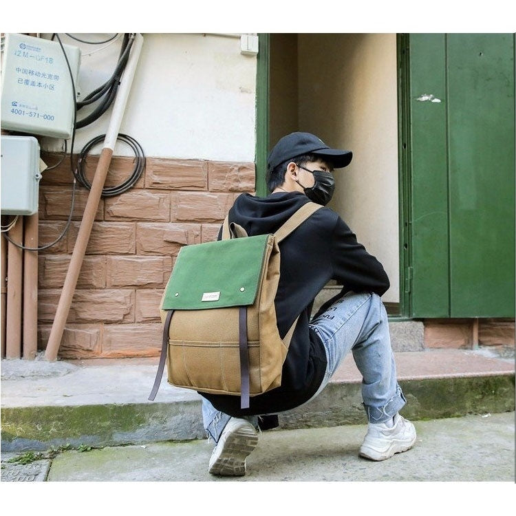 Canvas Double Shoulders School Bag Travel Backpack Bag