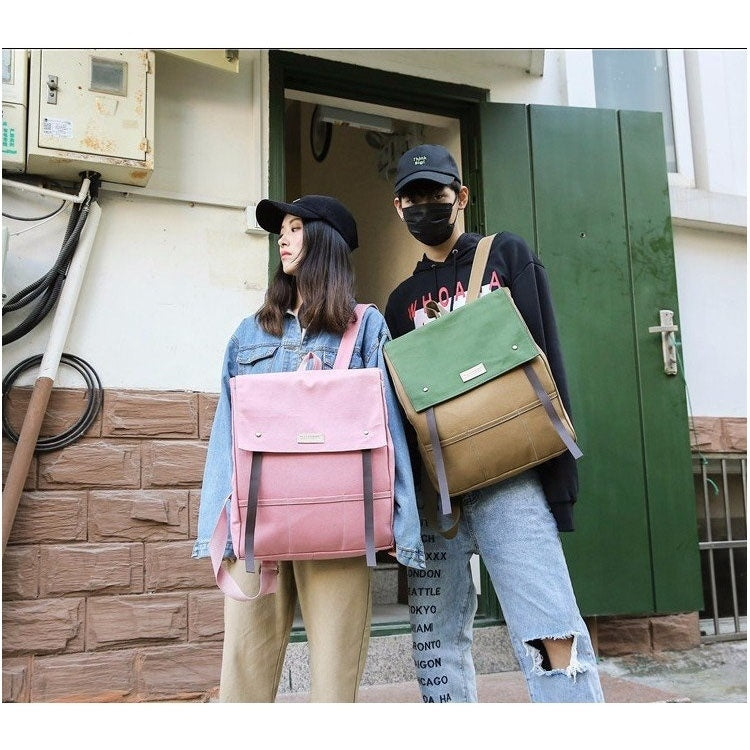 Canvas Double Shoulders School Bag Travel Backpack Bag