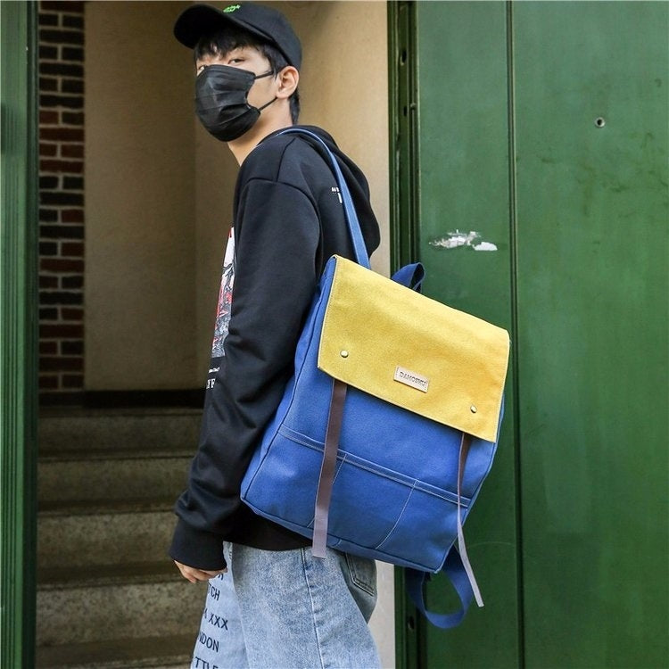 Canvas Double Shoulders School Bag Travel Backpack Bag