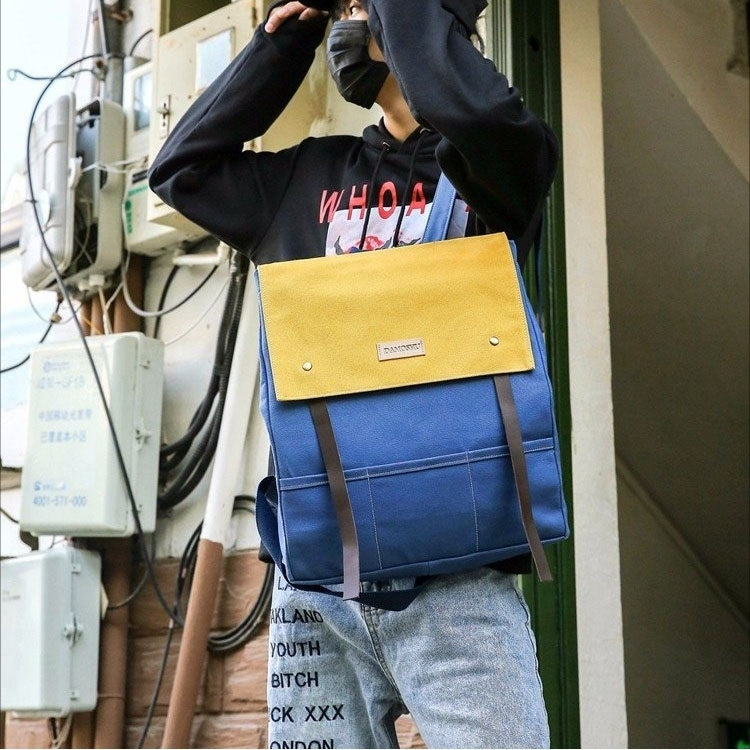 Canvas Double Shoulders School Bag Travel Backpack Bag