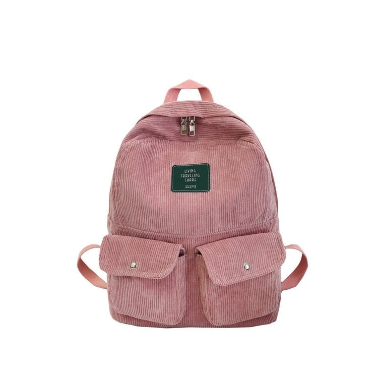 Cotton Velvet Double Shoulders School Bag Travel Backpack Bag