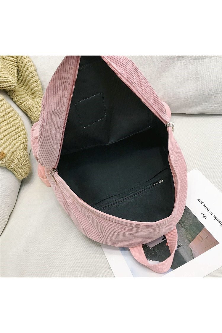 Cotton Velvet Double Shoulders School Bag Travel Backpack Bag