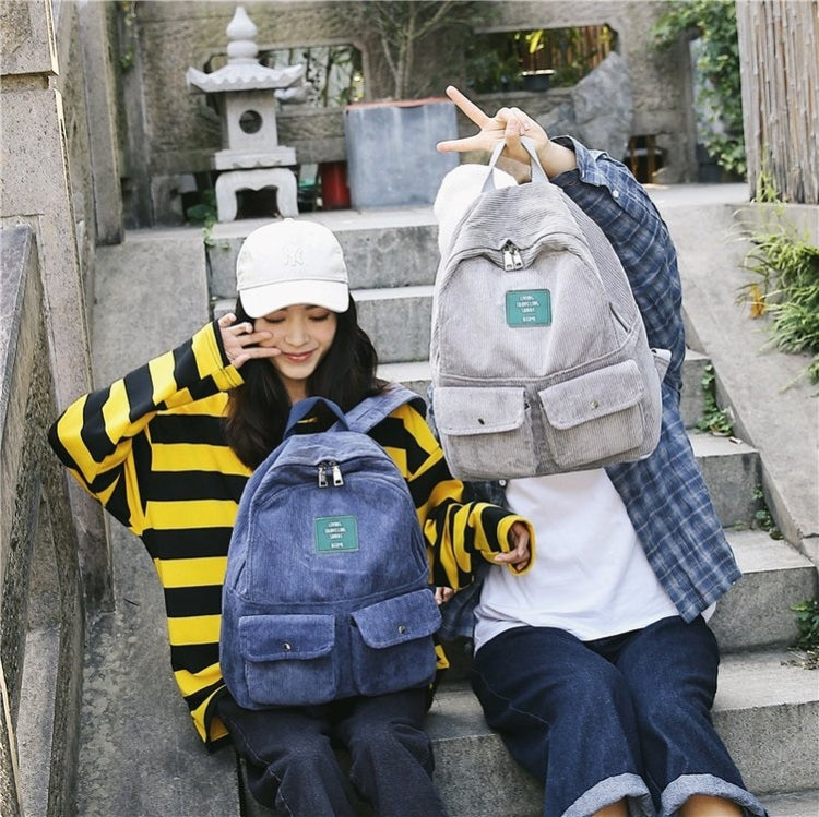 Cotton Velvet Double Shoulders School Bag Travel Backpack Bag