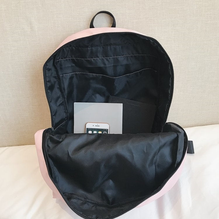 Pure Color Double Shoulders School Bag Travel Backpack Bag