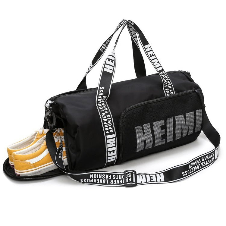 Shoulder Travel Bag Leisure Sport Handbag with Shoes Socket (Black)
