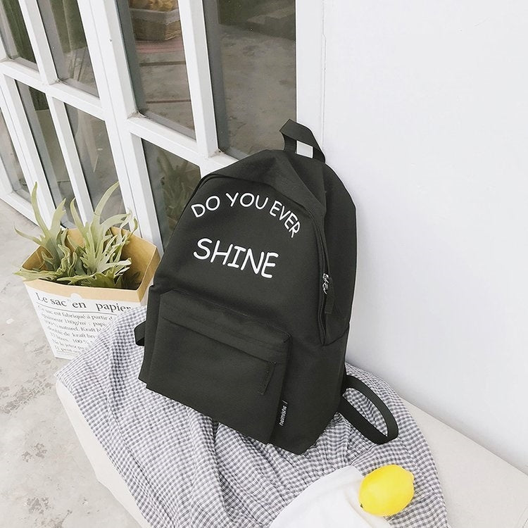 Words Pattern Double Shoulders School Bag Travel Backpack Bag