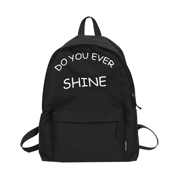 Words Pattern Double Shoulders School Bag Travel Backpack Bag