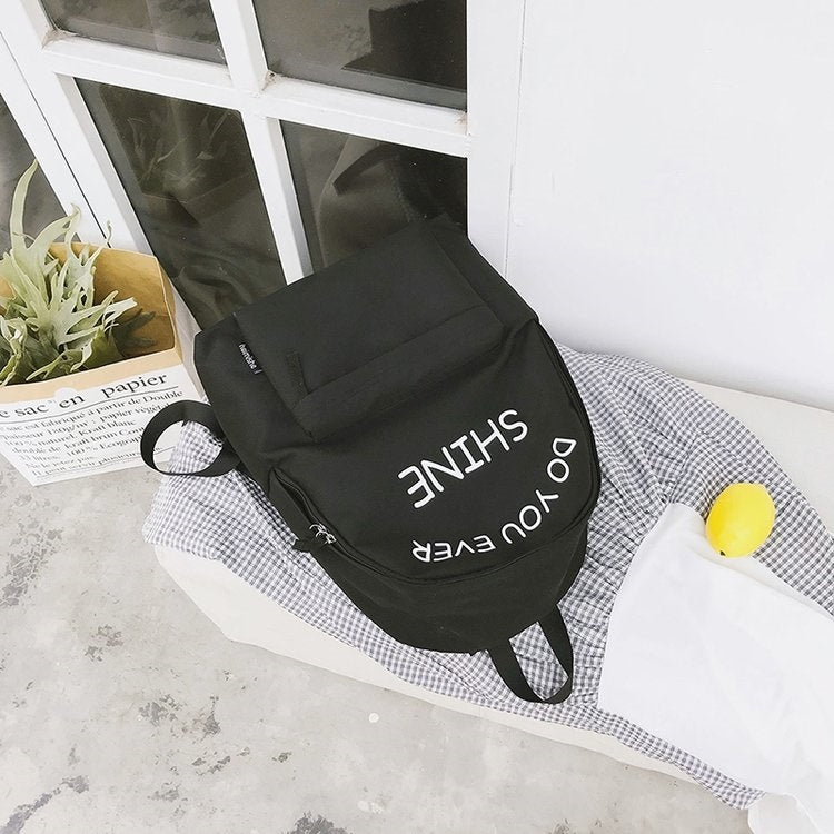 Words Pattern Double Shoulders School Bag Travel Backpack Bag