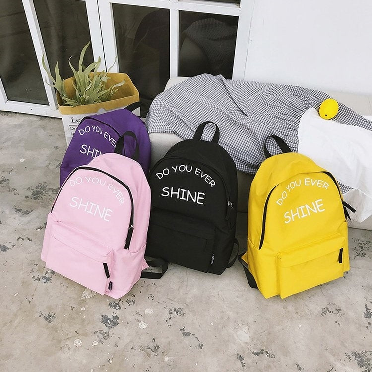 Words Pattern Double Shoulders School Bag Travel Backpack Bag