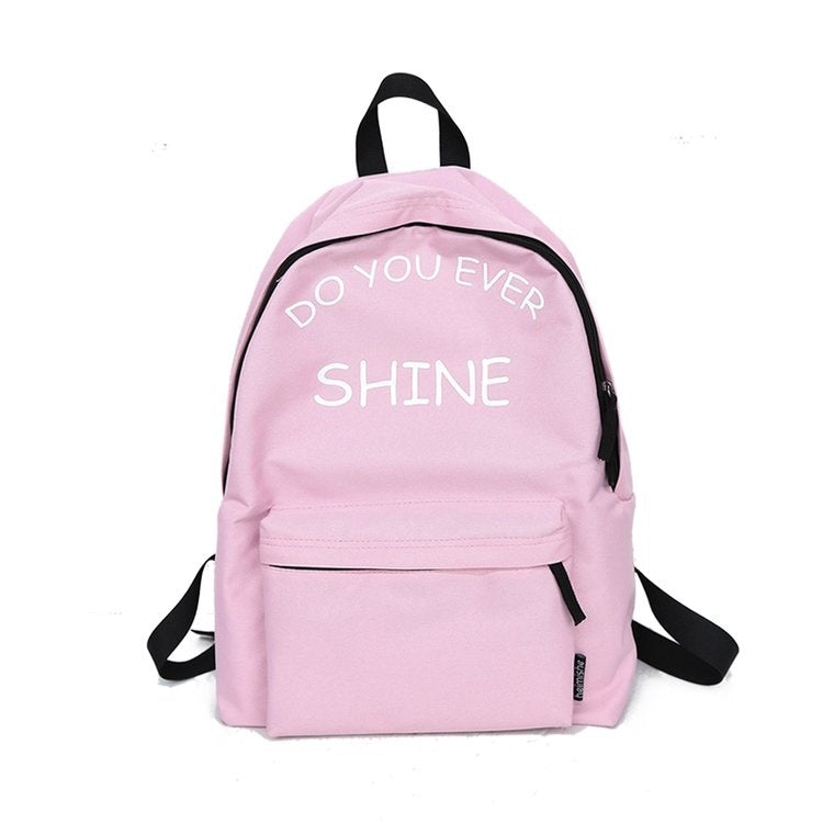 Words Pattern Double Shoulders School Bag Travel Backpack Bag