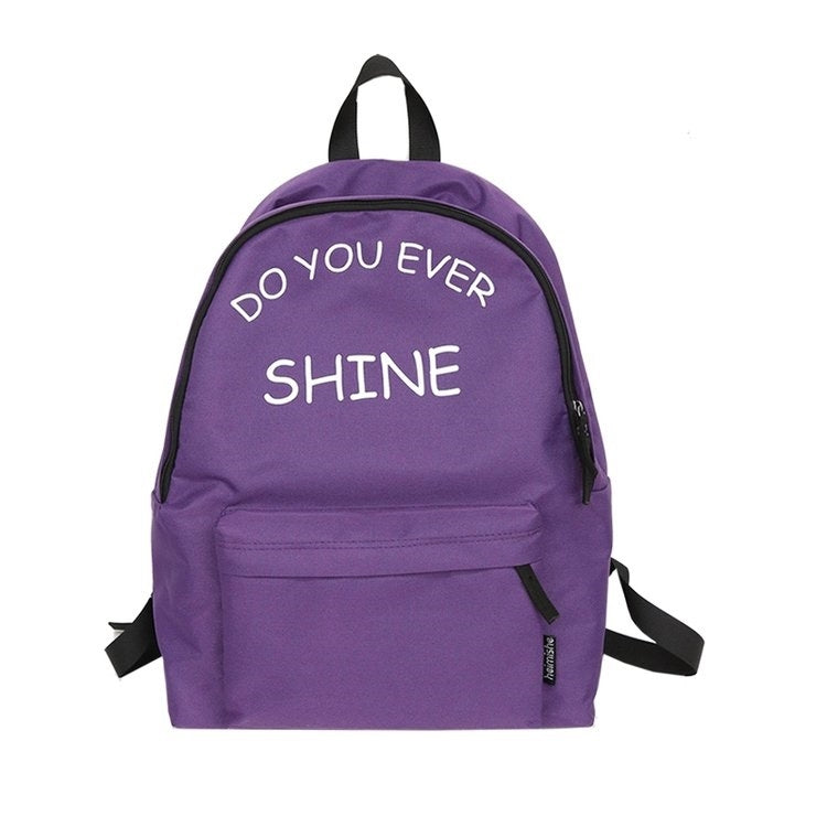 Words Pattern Double Shoulders School Bag Travel Backpack Bag