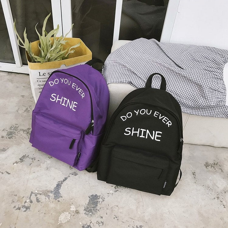 Words Pattern Double Shoulders School Bag Travel Backpack Bag