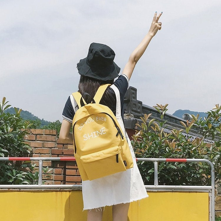 Words Pattern Double Shoulders School Bag Travel Backpack Bag