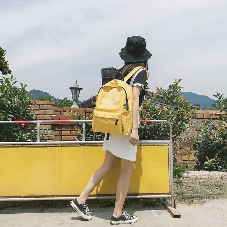 Words Pattern Double Shoulders School Bag Travel Backpack Bag