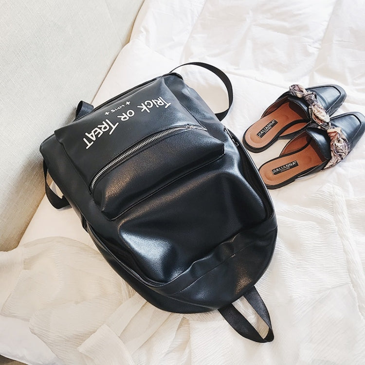 PU Leather Double Shoulders School Bag Travel Backpack Bag