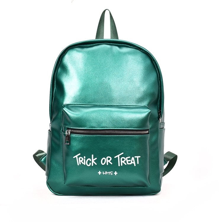 PU Leather Double Shoulders School Bag Travel Backpack Bag