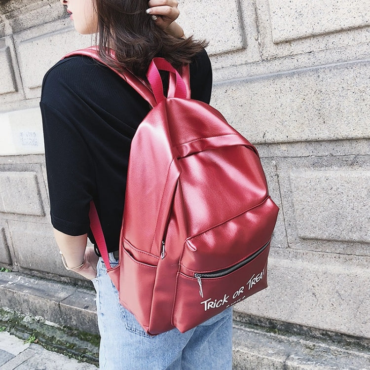 PU Leather Double Shoulders School Bag Travel Backpack Bag