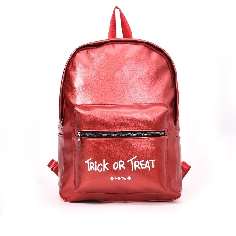 PU Leather Double Shoulders School Bag Travel Backpack Bag