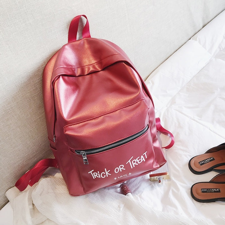 PU Leather Double Shoulders School Bag Travel Backpack Bag