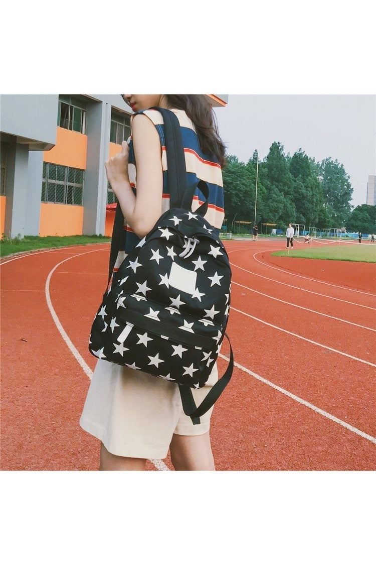 Star Pattern Double Shoulders School Bag Travel Backpack Bag