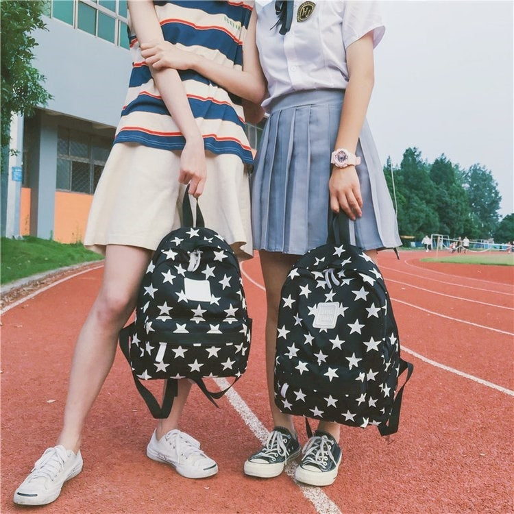 Star Pattern Double Shoulders School Bag Travel Backpack Bag