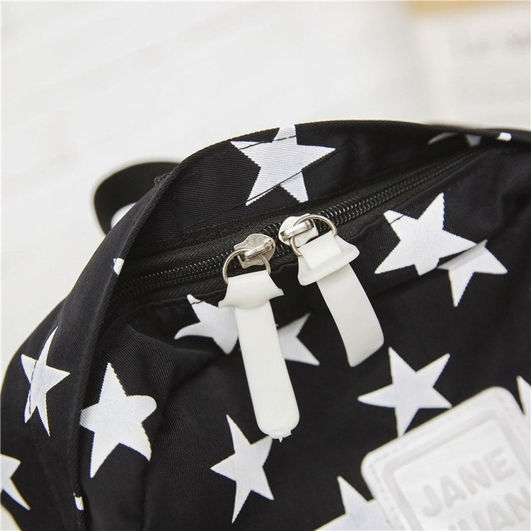 Star Pattern Double Shoulders School Bag Travel Backpack Bag